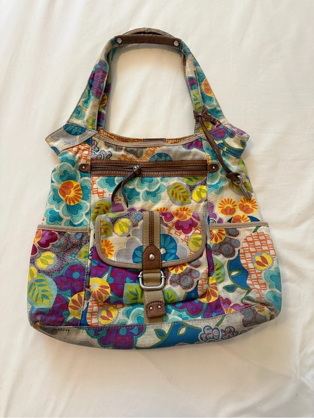 FOSSIL | Vintage Floral Patchwork Canvas Shoulder Bag Tote